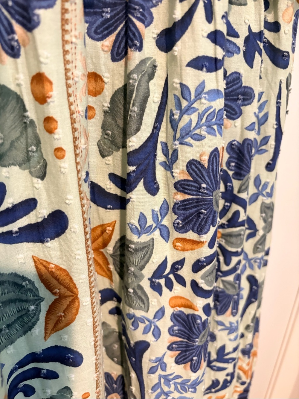 Farm Rio Tapestry Maxi Dress with Puff Sleeves - Blue & Green Ocean - Picture 4 of 7